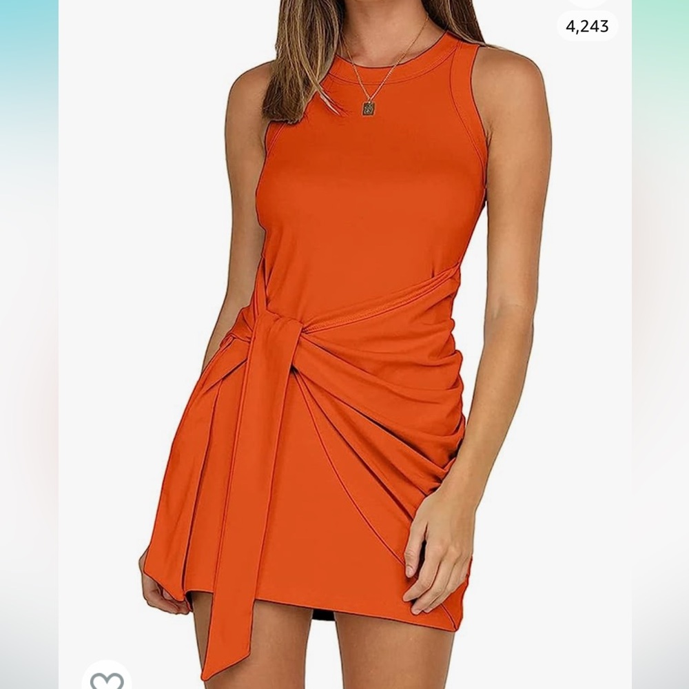 LIYOHON Women's Summer Dress Sleeveless Ruched Tie Bodycon Wrap Mini Dresses